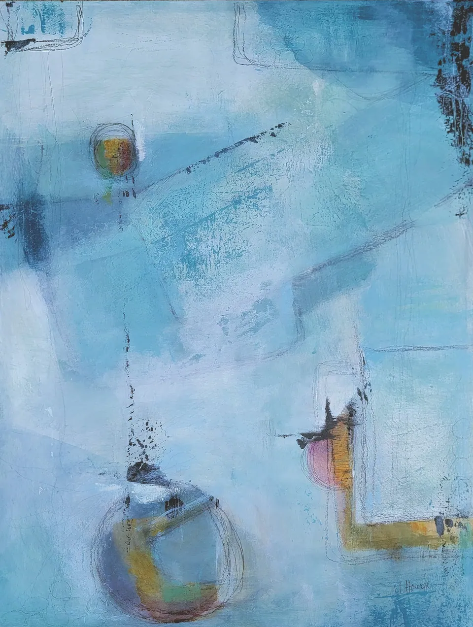 Effusion, acrylic on cradled wood panel, 24 in × 18 in, by Debbi Homola