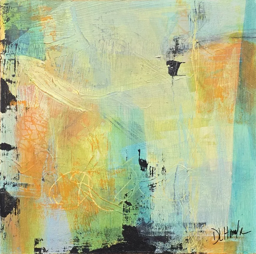 Radiance, acrylic on cradled wood panel, 12 in × 12 in, by Debbi Homola