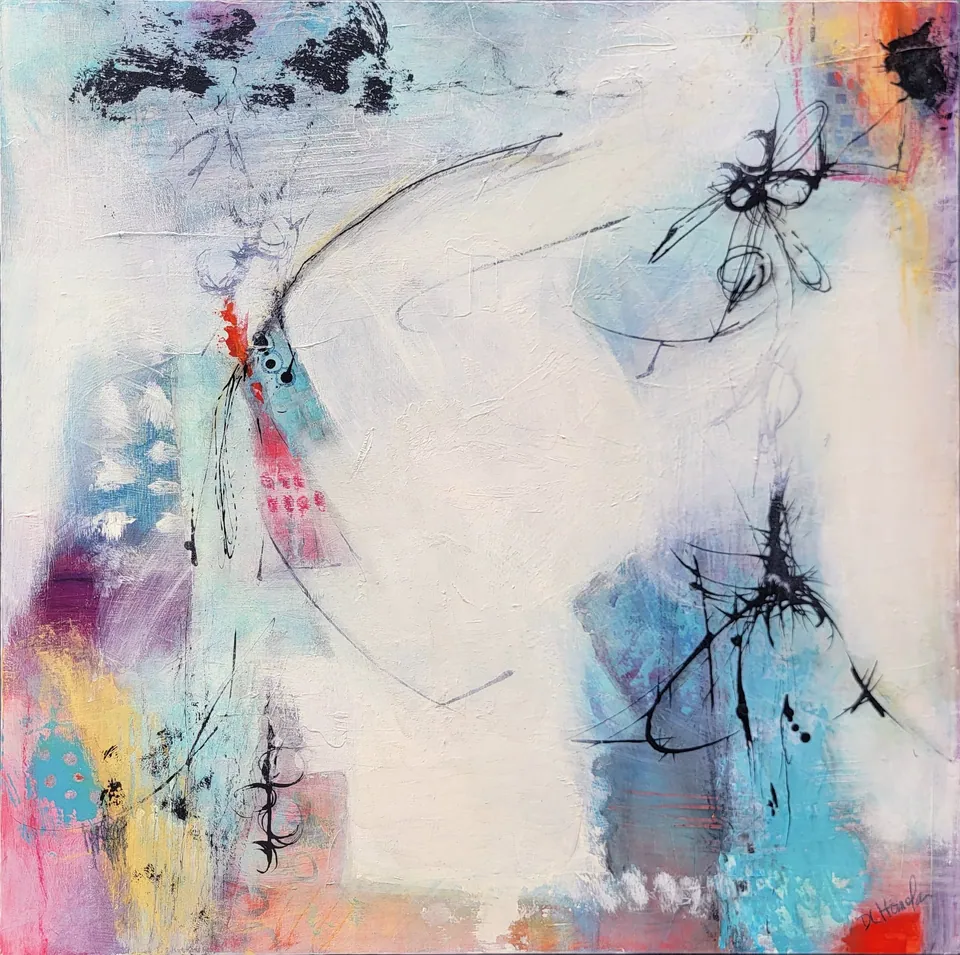 Seeking Wonder, acrylic on cradled wood panel, 18 in × 18 in, by Debbi Homola