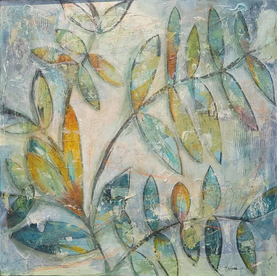 Another Beautiful Day, sold original abstract painting by Debbi Homola, 18 in × 18 in