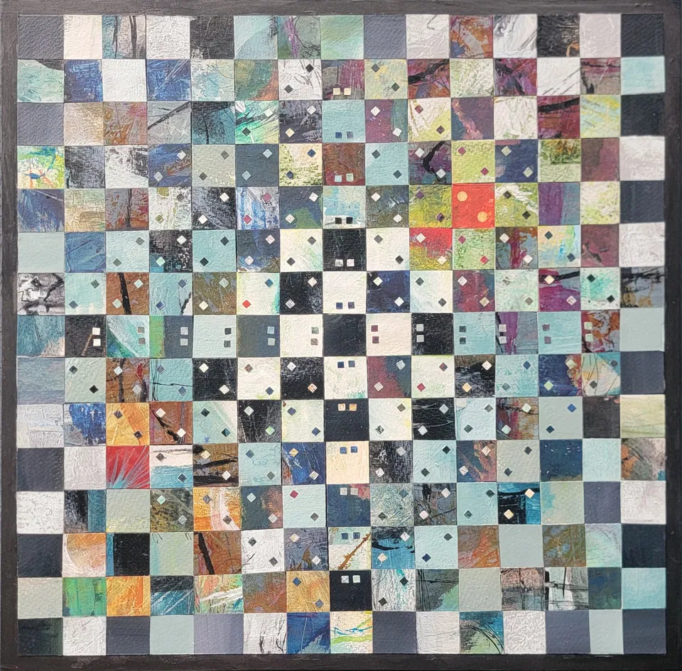 Illusive, sold original abstract painting by Debbi Homola, 24 in × 24 in