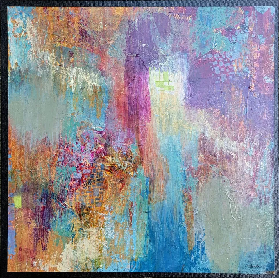 Moonscape, sold original abstract painting by Debbi Homola, 18 in × 18 in