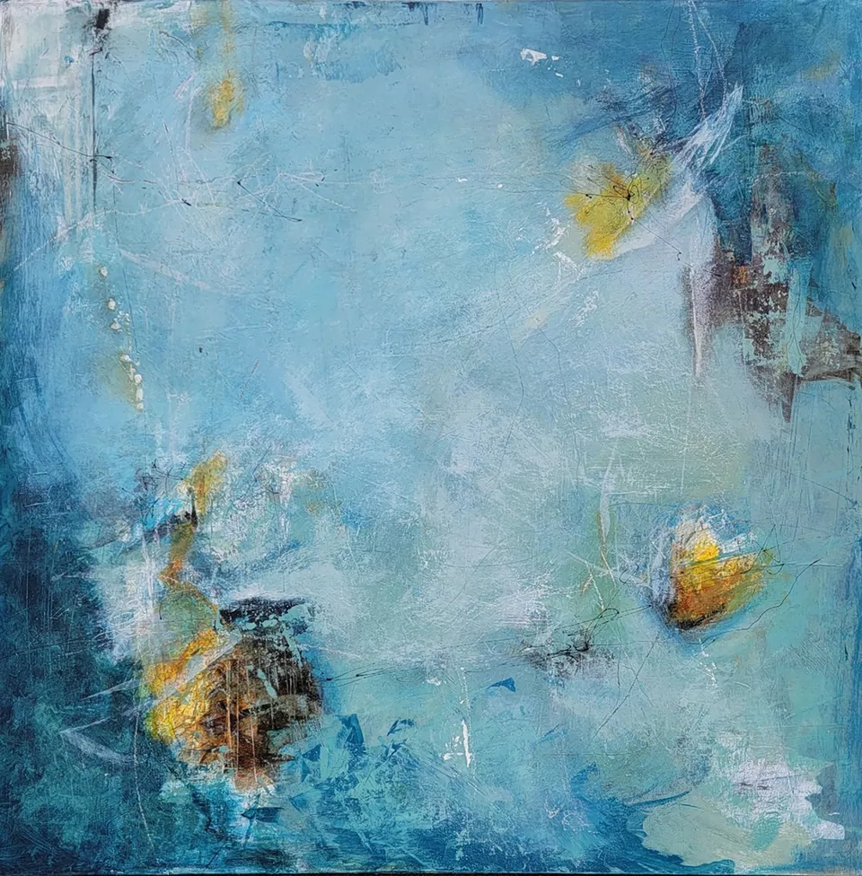 Stillness, sold original abstract painting by Debbi Homola, 30 in × 30 in