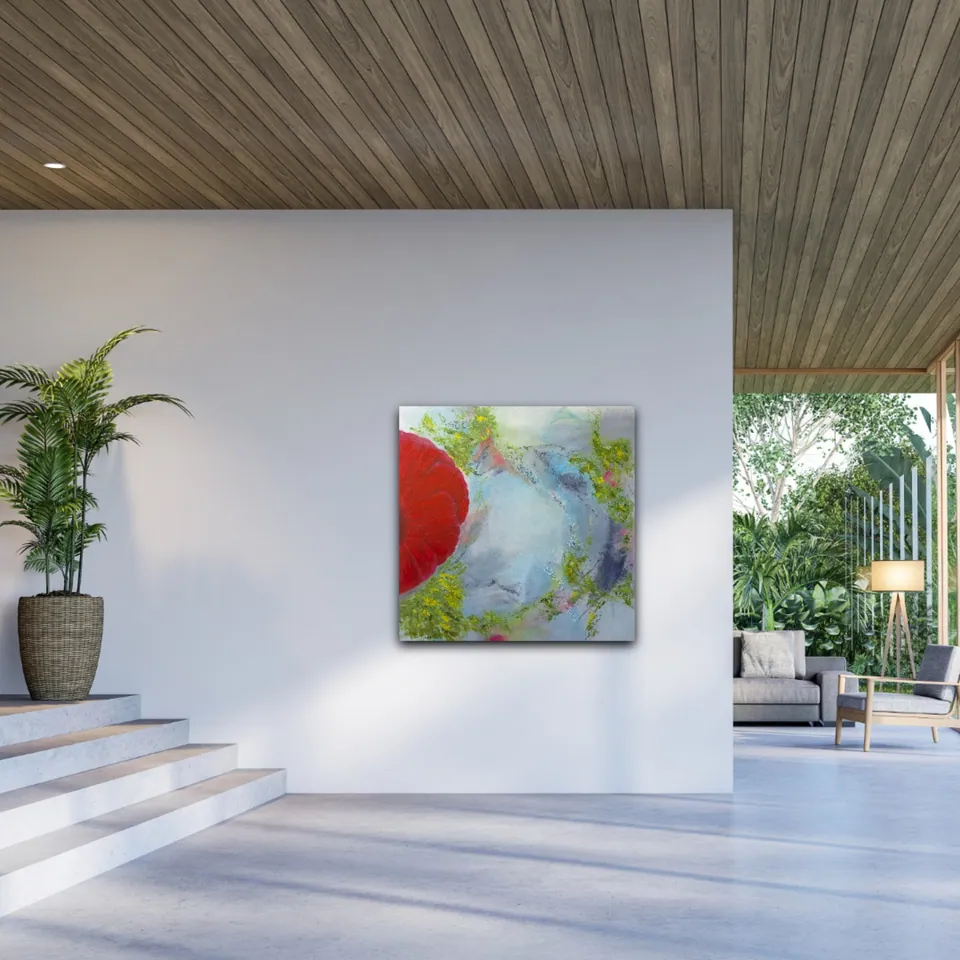 Room mockup showing “Summer's Last Bloom” by Debbi Homola on a wall